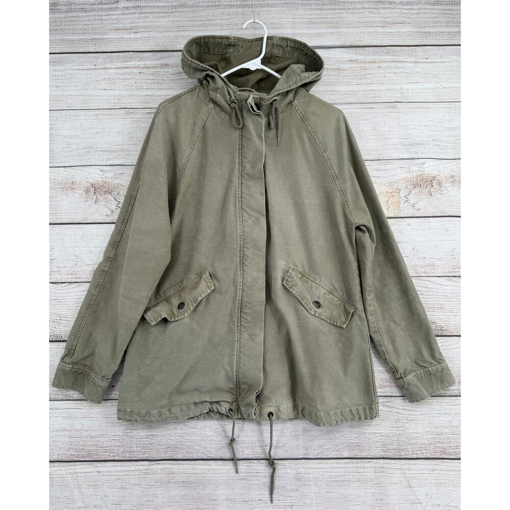Madewell Brimfield Khaki Hooded Army Utility Jacket Womens‎ Large Green Hooded